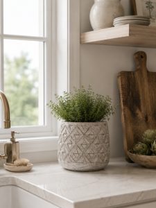 ceramiczna osłonka na zioła biała