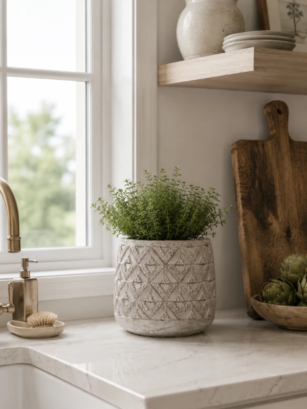 ceramiczna osłonka na zioła biała
