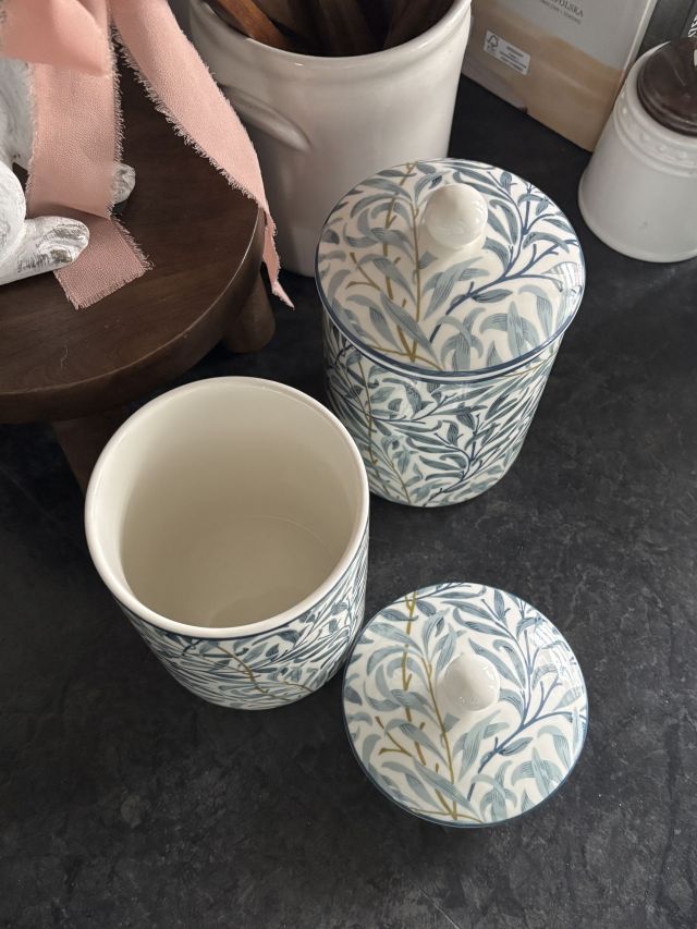 POJEMNIK KUCHENNY CERAMICZNY ZIELONE LISTKI