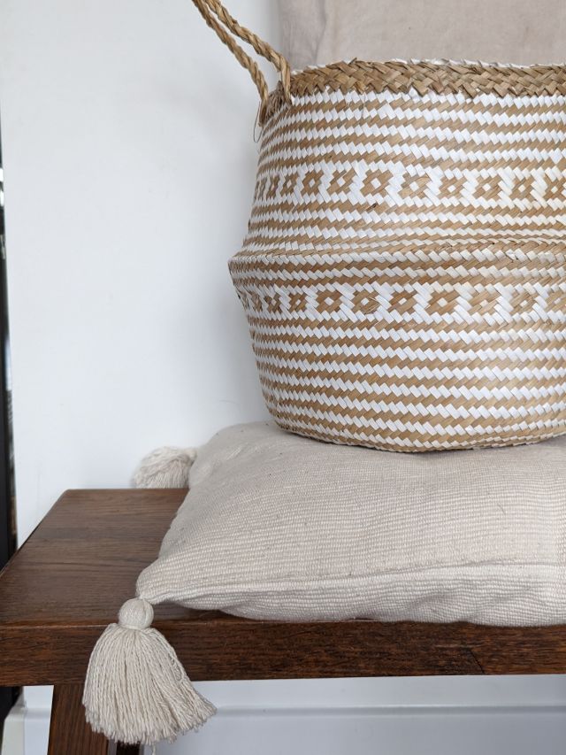 KOSZ PLECIONY DWUKOLOROWY BIAŁY