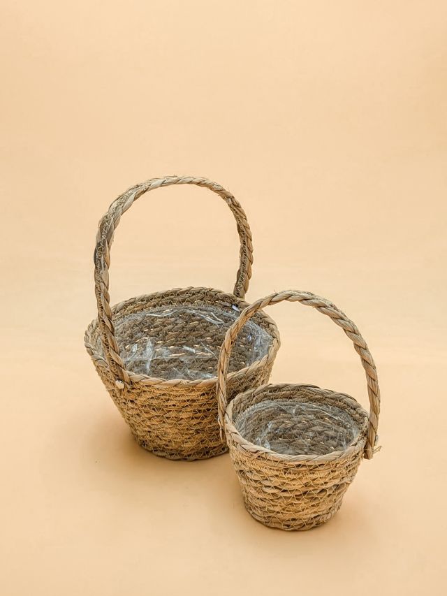 ŚREDNI KOSZYK NATURALNY Z RĄCZKĄ