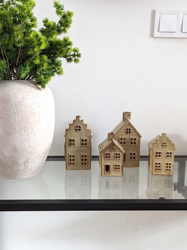 DUŻY DOMEK CERAMICZNY LED BRĄZOWY