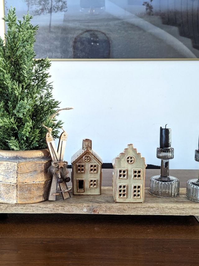 MAŁY DOMEK CERAMICZNY LED BRĄZOWY