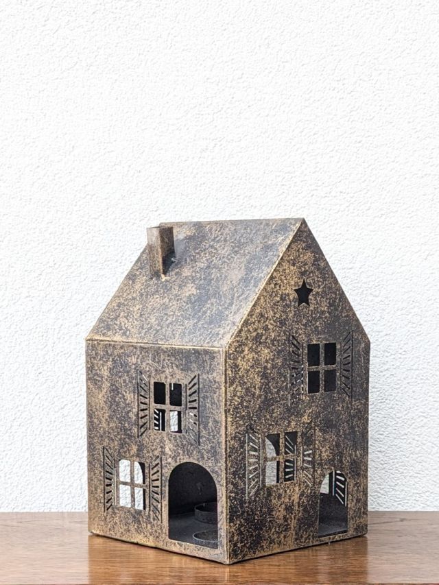 DUŻY LAMPION METALOWY STARE ZŁOTO