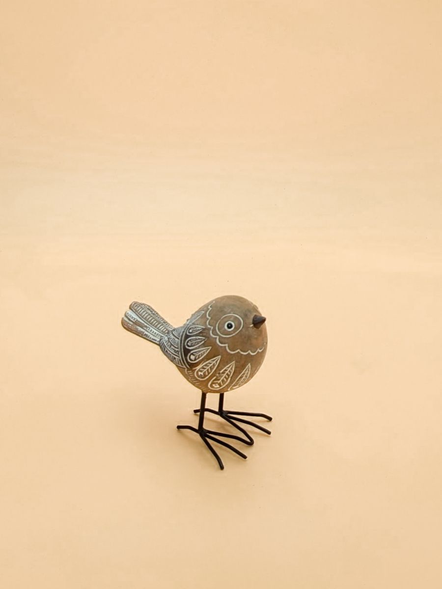 FIGURKA PTAK OKRĄGŁY JASNY BRĄZ