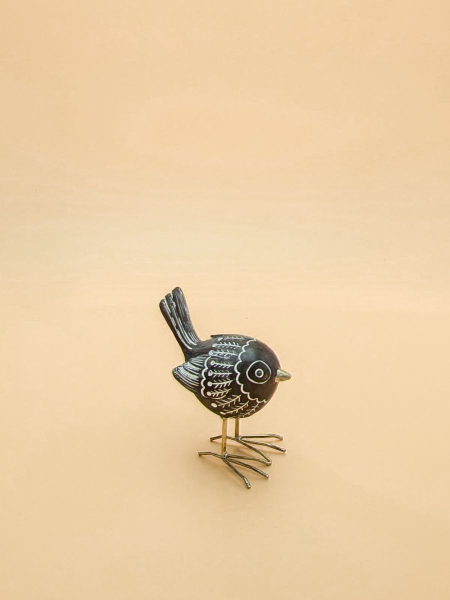 FIGURKA PTAK OKRĄGŁY CIEMNY BRĄZ