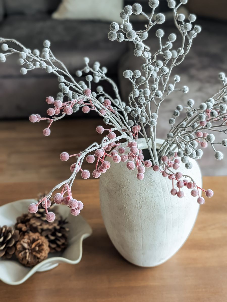 OZDOBNA GAŁĄZKA KULECZKI SZARE