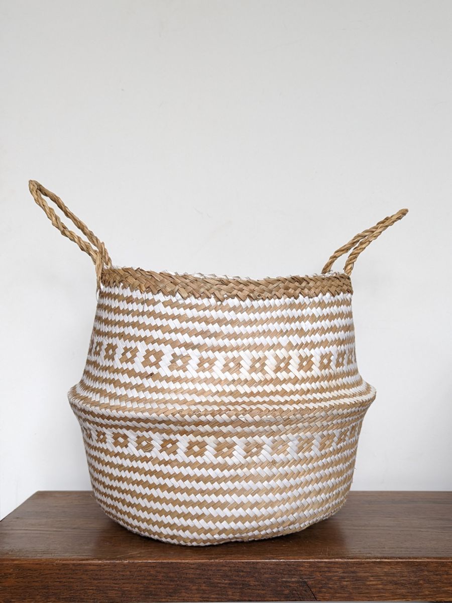 KOSZ PLECIONY DWUKOLOROWY BIAŁY