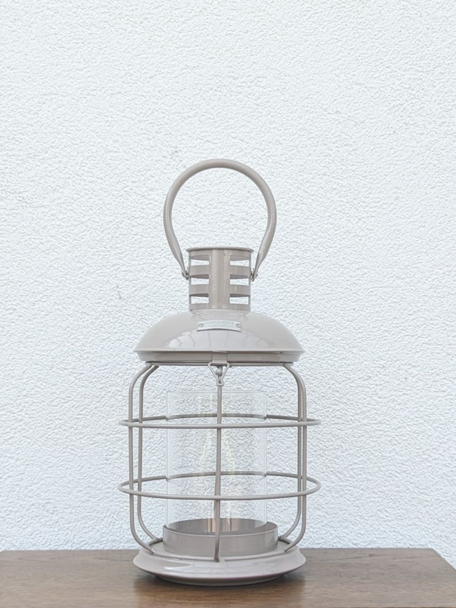 LAMPION BEŻOWY METALOWY MARYNISTYCZNY